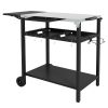 48" Outdoor Serving & Prep Cart with Stainless Steel Top – Black
