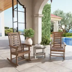 HDPE Outdoor Rocking Chairs – Set of 2, Brown