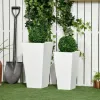 Tall Outdoor Planters with Drainage – Set of 2, White