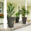 28" Tall Marble-Look Planters – Set of 3, Brown