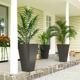 28" Tall Marble-Look Planters – Set of 3, Brown