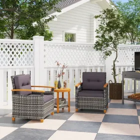 3-Piece Wicker Patio Conversation Set – Gray