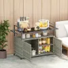 Wicker Outdoor Bar & Serving Cart with Storage – Mixed Gray