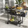 48" Outdoor Serving & Prep Cart with Stainless Steel Top – Black