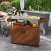 Outdoor Serving & Prep Cart with Stainless Steel Top – Brown