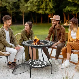 30" 3-in-1 Fire Pit Table & Ice Bucket with Shelf
