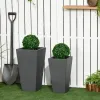 Tall Outdoor Planters with Drainage – Set of 2, Gray