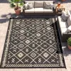 9' x 12' Reversible Outdoor Rug – Black & Beige Rhombus