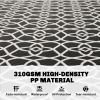 9' x 18' Reversible Outdoor Rug – Black & White Clover