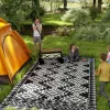 9' x 18' Reversible Outdoor Rug – Black & White Rhombus