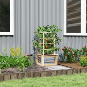 Wooden Raised Garden Bed with Adjustable Trellis