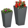 Tall Outdoor Planters with Drainage – Set of 2, Gray