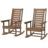 HDPE Outdoor Rocking Chairs – Set of 2, Brown