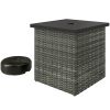 Wicker Patio Side Table & Umbrella Base – Mixed Gray
