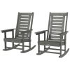 HDPE Outdoor Rocking Chairs – Set of 2, Dark Gray