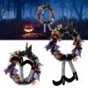 Whimsical Witch Halloween Wreath – Front Door Décor with Dangling Witch Legs