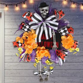 Whimsical Halloween Skeleton Wreath – Designer Front Door Décor