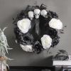 Elegant Skull & Rose Halloween Wreath – Gothic Front Door Décor