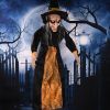 Life-Size Animated Halloween Witch with Glowing Eyes & Voice Activation – 57-Inch Halloween Decoration