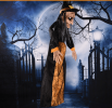 Life-Size Animated Halloween Witch with Glowing Eyes & Voice Activation – 57-Inch Halloween Decoration