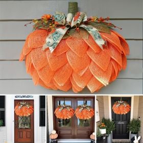 Pumpkin Burlap Fall Wreath – Harvest Front Door Décor