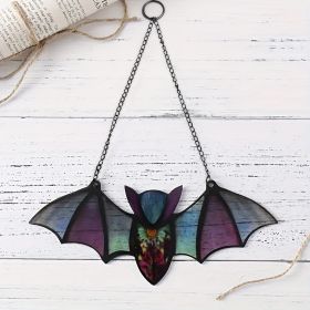 Colorful Bat Suncatcher Window Hanging – Stained Glass Style Halloween Décor