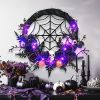 Pre-Lit Halloween Spider Web Wreath with Purple LED Lights