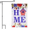 Combo Pack Garden Flag Stand Black 36 x 16 in & Garden Flag 12x18 in Patriotic Decoration Home Birdhouse Double-Sided Blockout Fabric