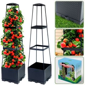 2-Pack 44.8" Self-Watering Tomato Planter with Trellis â€“ Heavy-Duty Indoor & Outdoor Raised Garden Box, Built-in Trapezoid Climbing Grid for Tomatoe