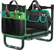 Foldable Garden Kneeler and Seat Bench with Cross-Body Tool Bag, Removable Tool Pouch, Heavy Duty Garden Stool with Soft Kneeling Pad, No Assembly,Ide