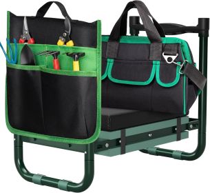 Foldable Garden Kneeler and Seat Bench with Cross-Body Tool Bag, Removable Tool Pouch, Heavy Duty Garden Stool with Soft Kneeling Pad, No Assembly,Ide