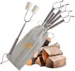 Marshmallow Roasting Sticks for Fire Pit with Wooden Handle, 41 Inches Long, Telescoping SUS304 Stainless Steel Marshmallow Skewers, Extendable Hog Do