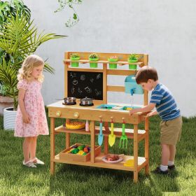 Outdoor Play Pretend Kitchen with Faucet and Removable Sinks for Children Aged 3+