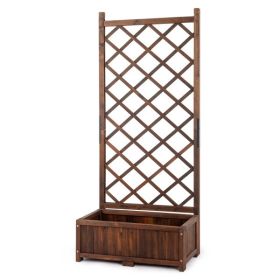 Wood Planter Raised Garden Bed with Trellis