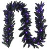 9 Ft Pre-Lit Halloween Garland with 50 Purple LED Lights | Black Halloween Garland
