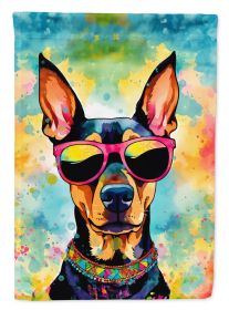 Doberman Pinscher Hippie Dawg Garden Flag Mailbox Flag Decorative Yard Flag Banner Outside Patio Artwork Yard Flower Beds, Garden Size, Multicolor