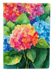 Hydrangeas in Watercolor Garden Flag Mailbox Flag Decorative Yard Flag Banner Outside Patio Artwork Yard Flower Beds, Garden Size, Multicolor