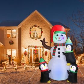 5.9-Foot Inflatable Snowman with 3 Penguins – Lighted Outdoor Christmas Yard Decoration