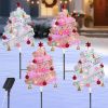 Set of 4 Pre-Lit Pathway Christmas Trees – 33.9" Outdoor Christmas Decorations with Solar & USB-C Charging