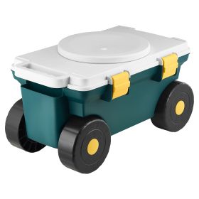 Garden Scooter with Seat, 2 in 1 Rolling Garden Cart with Storage Bin, Supports up to 227 lbs, Outdoor Wagon with Handle, Lightweight Storage Gardenin