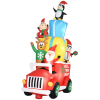 9FT Santa Driving Gift Car Christmas Inflatable with Reindeer, Elf & Penguins