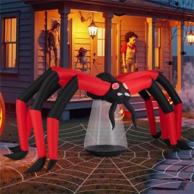 10FT Giant Halloween Inflatable Spider – 5FT Tall with LED Head Light & Glowing Red Eyes
