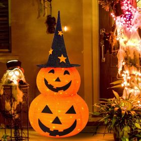 2-Pack Lighted Collapsible Halloween Pumpkins – 3-Foot LED Yard Decorations with 8 Light Modes