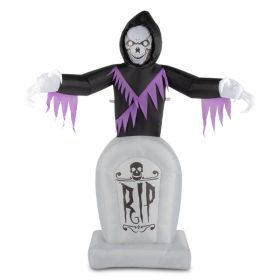 8FT Halloween Grim Reaper & Grave Inflatable – Lighted Outdoor Yard Decoration
