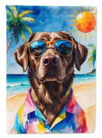 Chocolate Labrador Retriever Summer Beach Time Garden Flag Mailbox Decorative Yard Banner Outside Patio Artwork for Flower Beds, Garden Size