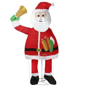 6FT Lighted Santa Claus Holding Bell Christmas Yard Decoration with 200 Warm White LEDs