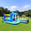 6 in1 Inflatable slide water park trampoline bouncing house outdoor garden with Dolphin sprinkler & Target games & Water gun & Basketball