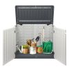 Outdoor Storage Shed, 34 Cu Ft Horizontal Outdoor Storage Cabinet, Lockable Outdoor Storage Box for Garbage Cans, Lawn Mower and Tools, Grey & White