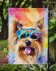 Yorkshire Terrier Hippie Dawg Garden Flag Mailbox Flag Decorative Yard Flag Banner Outside Patio Artwork Yard Flower Beds, Garden Size, Multicolor