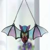 Colorful Bat Suncatcher Window Hanging – Stained Glass Style Halloween Décor